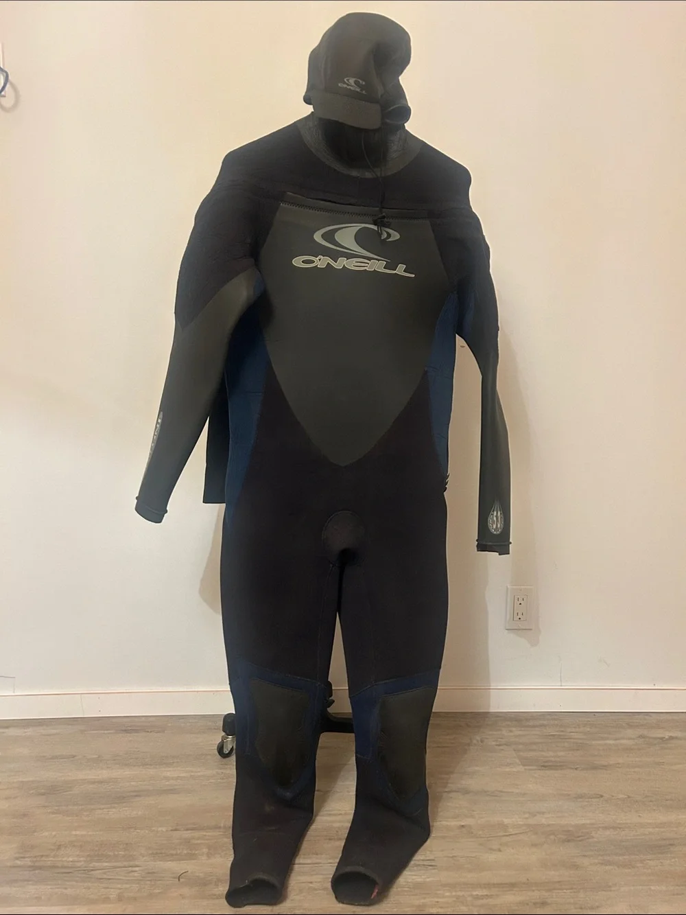 O'Neill Men's Black and Navy Hooded Full Wetsuit
